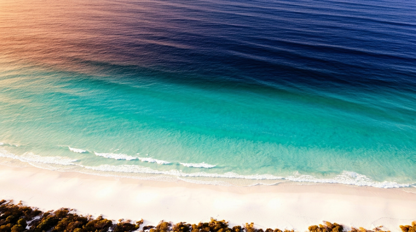 Aerial view of the South West region of Western Australia — vineyards, karri forest and Indian Ocean coastline
